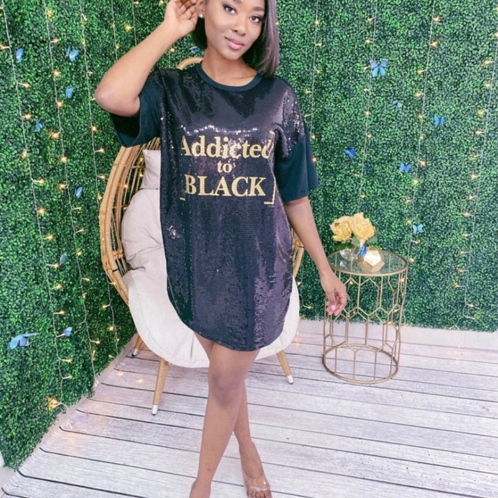 Ktoo sequined mini t shirt dress